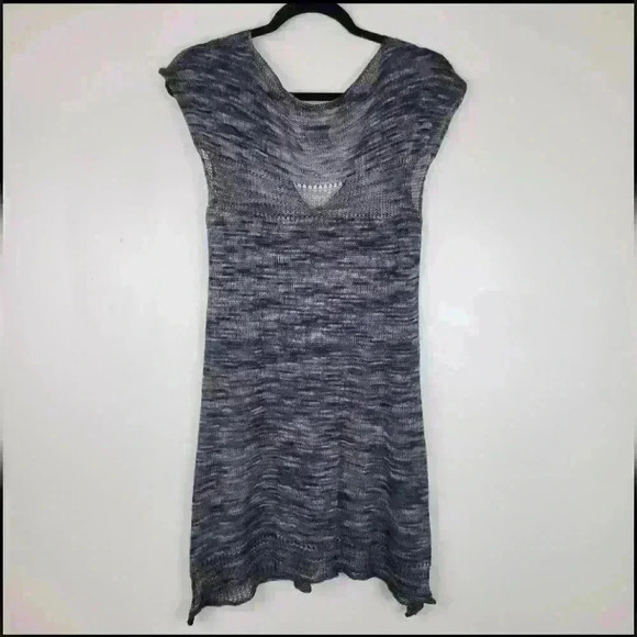 Pico Vela Bamboo Blend Knit Dress Multi-Woven Deep V-Neck Mini Dress - Picture 4 of 9